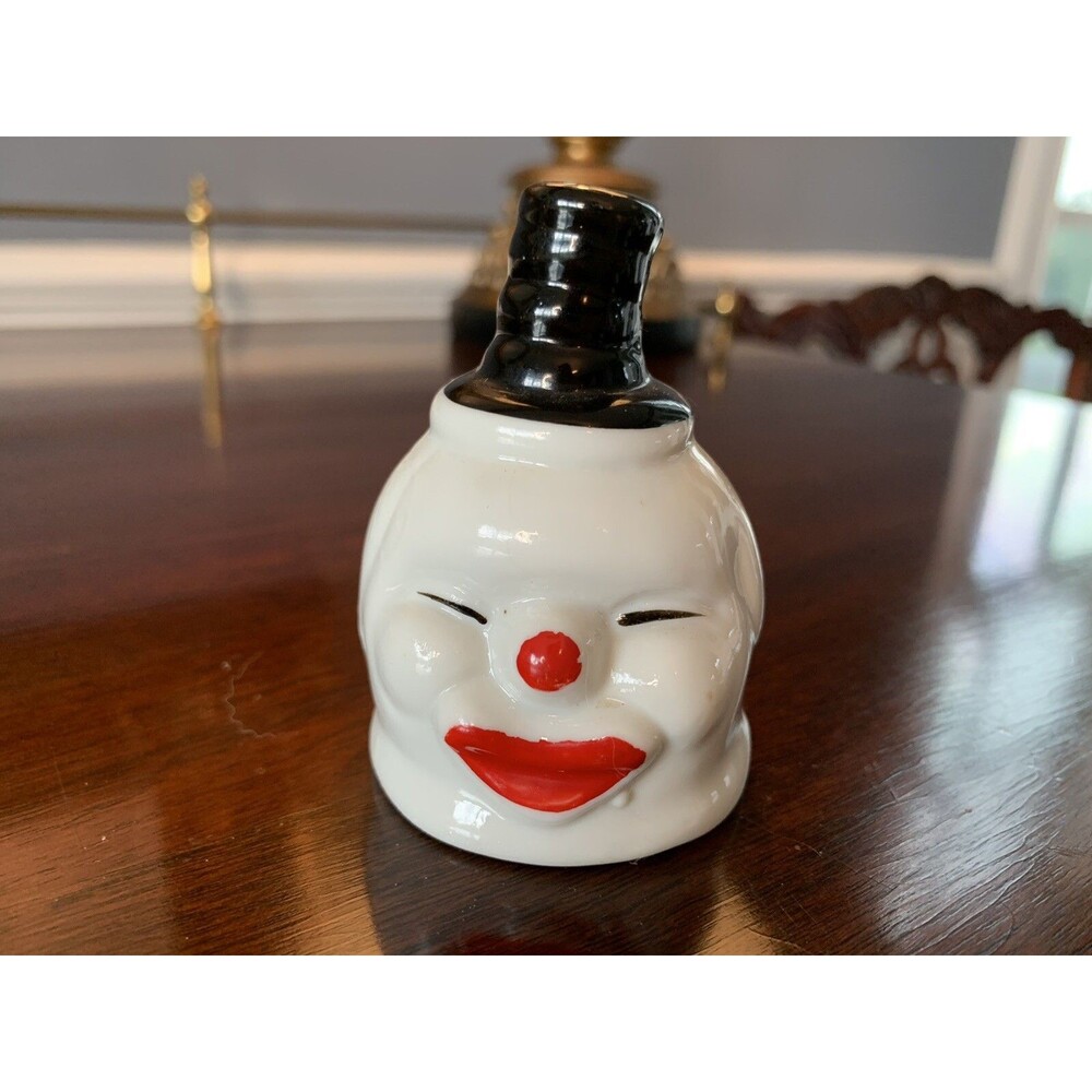 Vintage Bell Clown Mime White Face Stovepipe Hat Circus Porcelain Red Lips